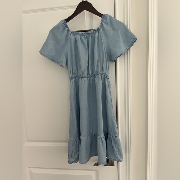 Hayden girls Smocked Bodice Tencel Dress Sz. L (10/12) blue Flutter sleeve - Picture 6 of 6